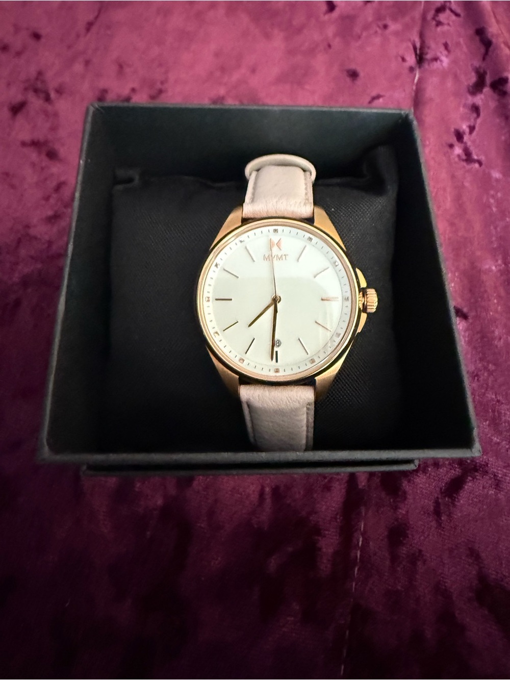 MVMT Rose Gold Case Pale Pink Leather Strap Watch